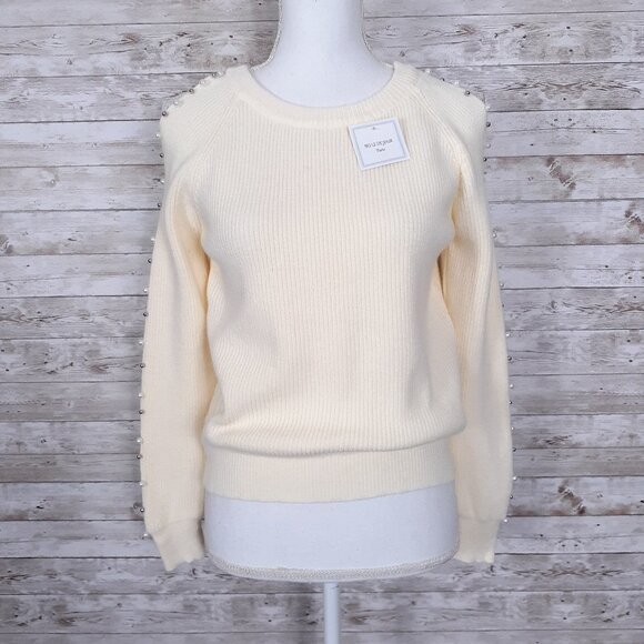 Belle De Jour Womens Sweater Cold Shoulder Beaded 137A - Picture 1 of 6